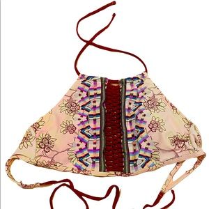 Lace front floral bikini top size M